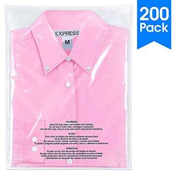 Spartan Industrial - 11” X 14” (200 Count) Self Seal Clear Poly Bags with Suffocation Warning fo...