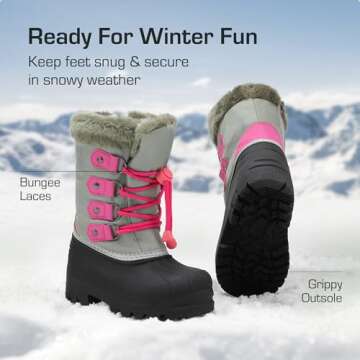 DREAM PAIRS Boys & Girls Knee High Winter Snow Boots Toddler/Little Kid/Big Kid,Size 10 Toddler,Grey/Fuchsia,Maple