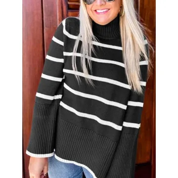 ANRABESS Women's Oversized Turtleneck Sweater for Fall