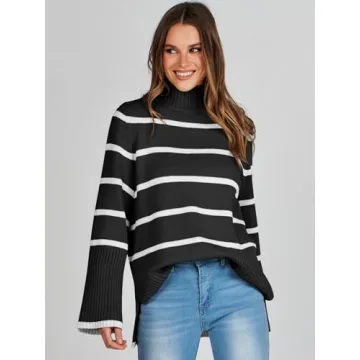 ANRABESS Women's Oversized Turtleneck Sweater for Fall