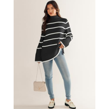ANRABESS Women's Oversized Turtleneck Sweater for Fall