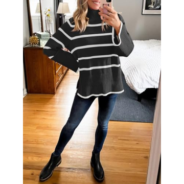 ANRABESS Women's Oversized Turtleneck Sweater for Fall