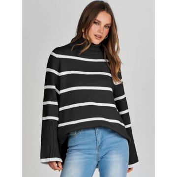 ANRABESS Women's Oversized Turtleneck Sweater for Fall