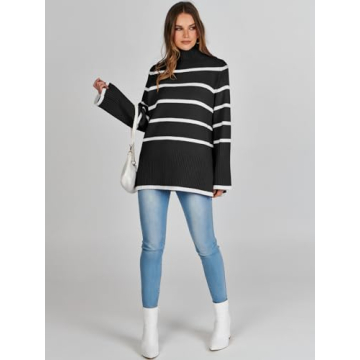 ANRABESS Women's Oversized Turtleneck Sweater for Fall