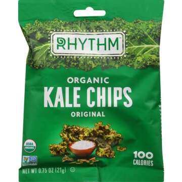 Rhythm Superfoods Kale Chips, Original, Organic and Non-GMO, 0.75 Oz (Pack of 8) Single Serves, Vegan/Gluten-Free Superfood Snacks