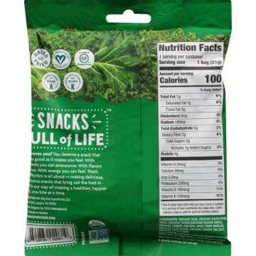 Rhythm Superfoods Kale Chips, Original, Organic and Non-GMO, 0.75 Oz (Pack of 8) Single Serves, Vegan/Gluten-Free Superfood Snacks