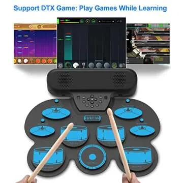 Electronic Drum Set Potable Drum Set Volume Control Electric Drum Set MIDI Drum Pad with 2 Built-in ...
