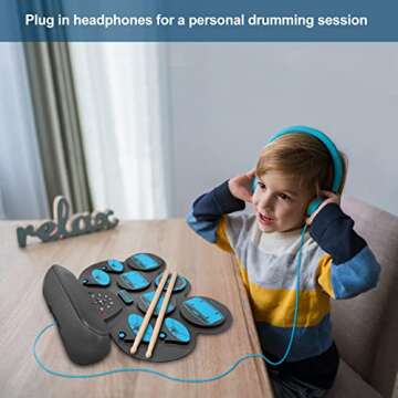 Portable Electronic Drum Set with MIDI and Speakers
