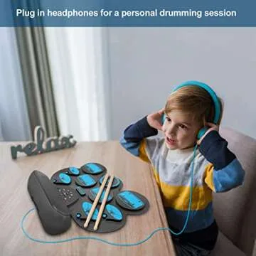 Portable Electronic Drum Set with MIDI and Speakers