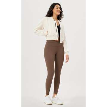 ODODOS Women's Cross Waist 7/8 Yoga Leggings with Inner Pocket, Inseam 25" Gathered Crossover Workou...