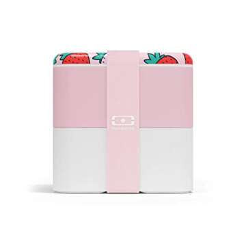 monbento - Large Bento Box MB Square Strawberry with Compartments - Leakproof Lunch Box for Work and...