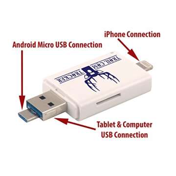 Trail Cam Tracker SD Card Reader for iPhone & Android Micro USB – Best & Fastest Game Camera Viewer – Deer Hunting Smartphone Memory Card Player - Free Case- Hunt Big Bucks