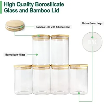 Urban Green Glass Storage Containers with Bamboo Lids Set