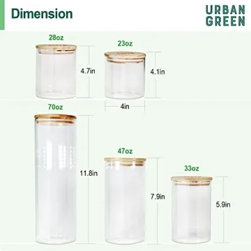 Urban Green Glass Storage Containers with Bamboo Lids Set