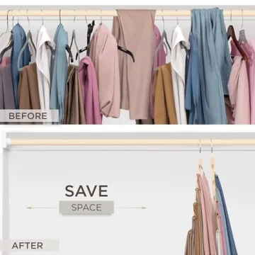 Premium Beechwood Pants Hangers Space-Saving Closet Organizer