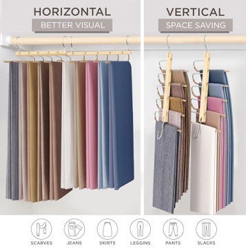 Premium Beechwood Pants Hangers Space-Saving Closet Organizer