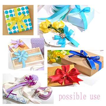 Kailin Satin Ribbon Set 50 Yards 25 Colors for Crafting