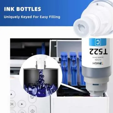 Xcinkjet 522 Ink Refill Bottles for Ecotank ET-2800 ET-2720 ET-2803 ET-4800 ET-2760 ET-2800 ET-4700 T522 Eco Tank Printer (2BK C M Y)