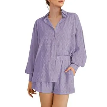 HAPCOPE Women's 2 Piece Outfit with Oversized Blouse & Shorts