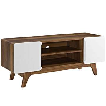 Modway Tread Mid-Century Modern 47 Inch TV Stand in Walnut White