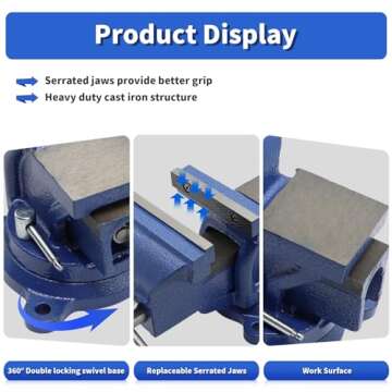 Nakkaa 4" Bench Vise Ductile Cast Iron Bench Vise with 360° Flexible Swivel Locking Base Heavy Duty Home Work 4 Inch Bench Vice