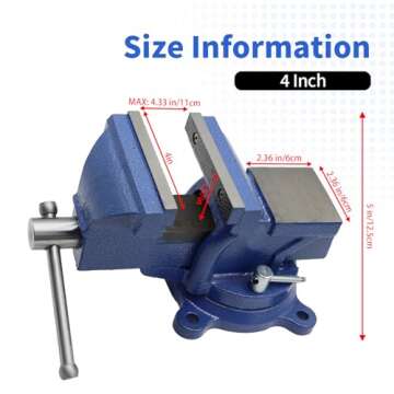 Nakkaa 4" Bench Vise Ductile Cast Iron Bench Vise with 360° Flexible Swivel Locking Base Heavy Duty Home Work 4 Inch Bench Vice