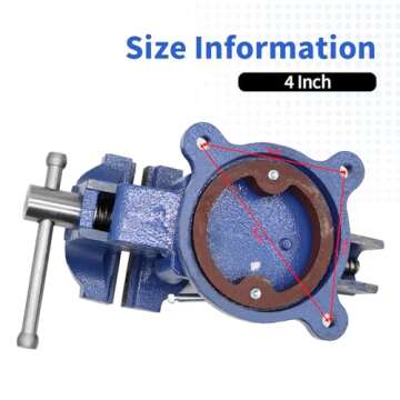 Nakkaa 4" Bench Vise Ductile Cast Iron Bench Vise with 360° Flexible Swivel Locking Base Heavy Duty Home Work 4 Inch Bench Vice