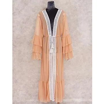 Stylish EDOLYNSA Plus Size Beach Kimono Cover-up