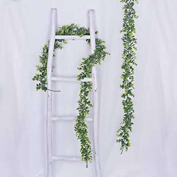 Lvydec 2 Pack Artificial Eucalyptus Garland, Fake Eucalyptus Greenery Garland Wedding Backdrop Arch Wall Decor, 5.5 Feet/Strand Fake Hanging Plant for Table Festival Party Decoration