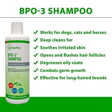 Vetoquinol BPO-3 Shampoo for Dogs, Cats & Horses (3% Benzoyl Peroxide) – 16oz – Deep Cleaning, M...