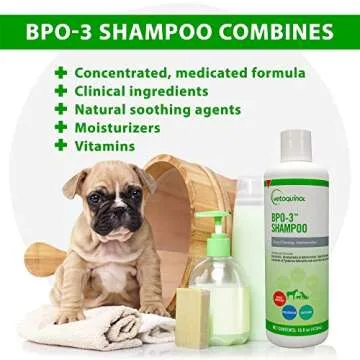 Vetoquinol BPO-3 Shampoo for Dogs, Cats & Horses (3% Benzoyl Peroxide) – 16oz – Deep Cleaning, Medicated Shampoo Opens & Flushes Hair Follicles – Degreases Oily Coats – Soothes Red, Flaky, Itchy Skin