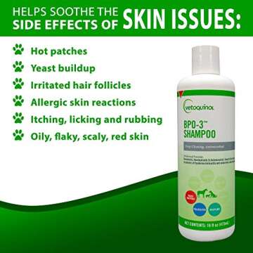 Vetoquinol BPO-3 Shampoo for Dogs, Cats & Horses (3% Benzoyl Peroxide) – 16oz – Deep Cleaning, Medicated Shampoo Opens & Flushes Hair Follicles – Degreases Oily Coats – Soothes Red, Flaky, Itchy Skin