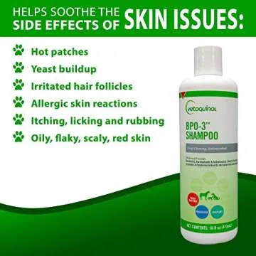 Vetoquinol BPO-3 Shampoo for Dogs, Cats & Horses (3% Benzoyl Peroxide) – 16oz – Deep Cleaning, Medicated Shampoo Opens & Flushes Hair Follicles – Degreases Oily Coats – Soothes Red, Flaky, Itchy Skin