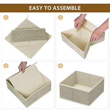 Criusia Underwear Drawer Organizer, 6 Set Foldable Underwear Drawer Organizer and Closet Dividers,Storage Box for Clothes, Socks, Underwear (6 Bins, Beige)