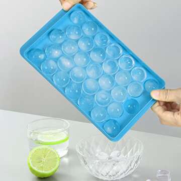 Round Ice Cube Trays for Freezer,Circle / Sphere Mold Making 66 x 1.2in Big Ice Balls Maker for Cocktail Whiskey,Storage Meat fish (Blue)