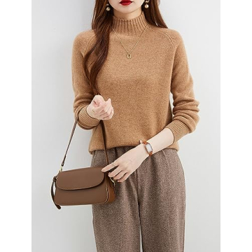 LINY XIN Women's Mock Neck Sweater 100% Merino Wool