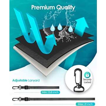 Hiearcool Waterproof Phone Pouch,Universal Waterproof Phone Case Dry Bag Travel Essentials for iPhone, Beach Accessories for Vacation Must Haves - Black&Navy-2 Pack