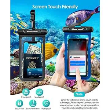 Hiearcool Waterproof Phone Pouch,Universal Waterproof Phone Case Dry Bag Travel Essentials for iPhone, Beach Accessories for Vacation Must Haves - Black&Navy-2 Pack