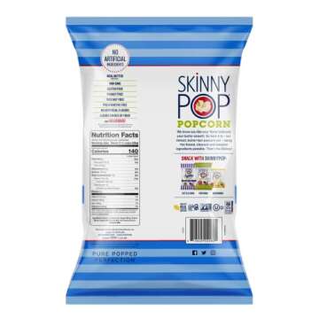 SkinnyPop Butter Popcorn, Gluten Free, Non-GMO, Healthy Popcorn Snacks, Skinny Pop, 4.4oz Grocery Si...