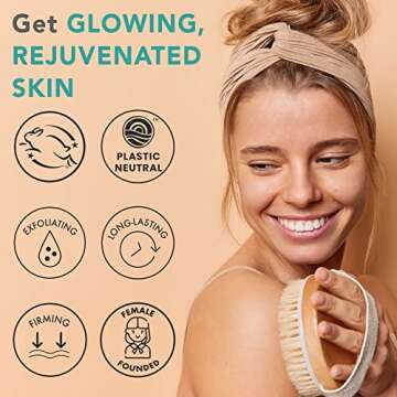 Dry Brushing Body Brush for Lymphatic Drainage & Cellulite - Natural Brustles for Wet and Dry Brushi...