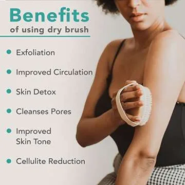 Dry Brushing Body Brush for Lymphatic Drainage & Cellulite - Natural Brustles for Wet and Dry Brushing, Body Exfoliating Brush with Massage Nodes for Soft & Smooth Skin