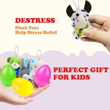 Holydeck 24 Pack Easter Eggs with Plush Toys Assortment Inside Animals Fillers Easter Gifts Stuffed ...