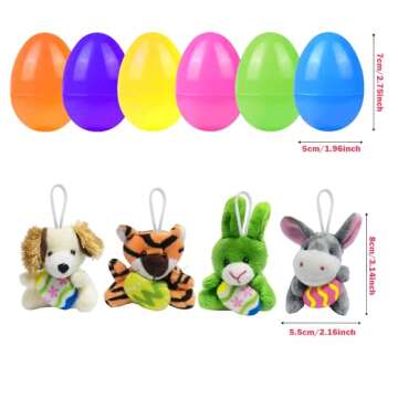 Holydeck 24 Pack Easter Eggs with Plush Toys Assortment Inside Animals Fillers Easter Gifts Stuffed Toy Gifts for Kids Toddlers Easter Basket Stuffers Eggs Fillers Classroom Party Favors
