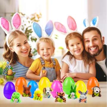 Holydeck 24 Pack Easter Eggs with Plush Toys Assortment Inside Animals Fillers Easter Gifts Stuffed Toy Gifts for Kids Toddlers Easter Basket Stuffers Eggs Fillers Classroom Party Favors