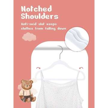 HOUSE DAY Velvet Baby Hangers 50 Pack, Premium Children's Hangers for Baby, Infant & Toddler Clothes, Durable Non Slip Baby Felt Hangers White, 11 Inch Baby Hangers for Closet, Ideal for Everyday Use