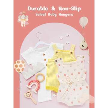 HOUSE DAY Velvet Baby Hangers 50 Pack, Premium Children's Hangers for Baby, Infant & Toddler Clothes, Durable Non Slip Baby Felt Hangers White, 11 Inch Baby Hangers for Closet, Ideal for Everyday Use