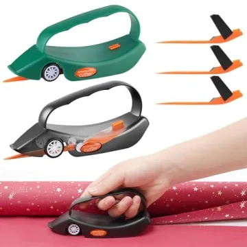 LIZAAL 2-Pack Wrapping Paper Cutter with 3 Replaceable Blades | New Gift Wrap Cutter with Wheels | B...