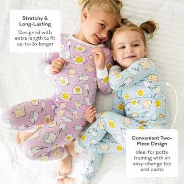 Little Sleepies Two-Piece Pajama Set for Boys & Girls, Soft Viscose from Bamboo, Snug Matching Family PJs, Toddler to Teen