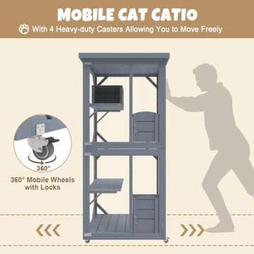 PETVILLE Catio House on Wheels for Cats - Waterproof Outdoor Cat Enclosure