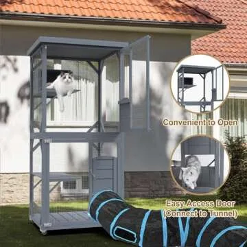 PETVILLE Catio House on Wheels for Cats - Waterproof Outdoor Cat Enclosure